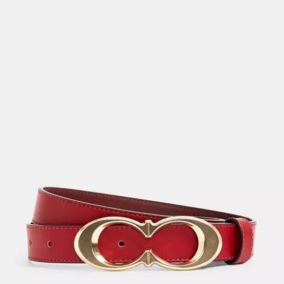 NWT COACH Women's Signature Buckle Belt C1725 Gold/ 1941 Red Large SIZE - Picture 3 of 4